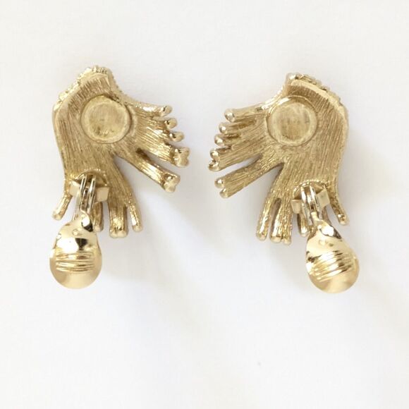 Vintage Monet Mirador Tassle Waterfall Rope Gold Tone Clip-on Earrings Signed - Picture 9 of 10